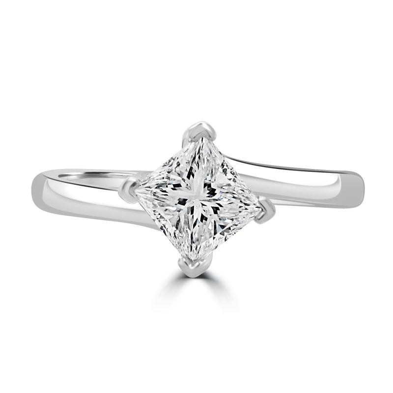 Platinum Princess Cut Diamond Solitaire Engagement Ring 0.72ct