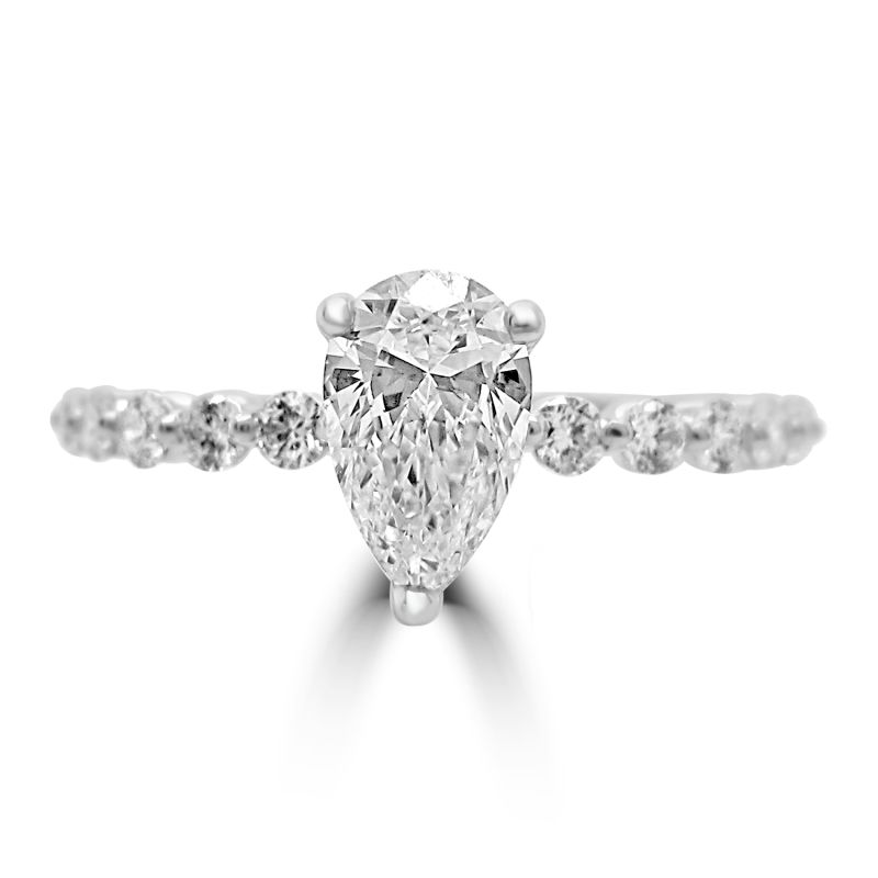 Platinum Pear Cut Diamond Solitaire Engagement Ring 1.00ct