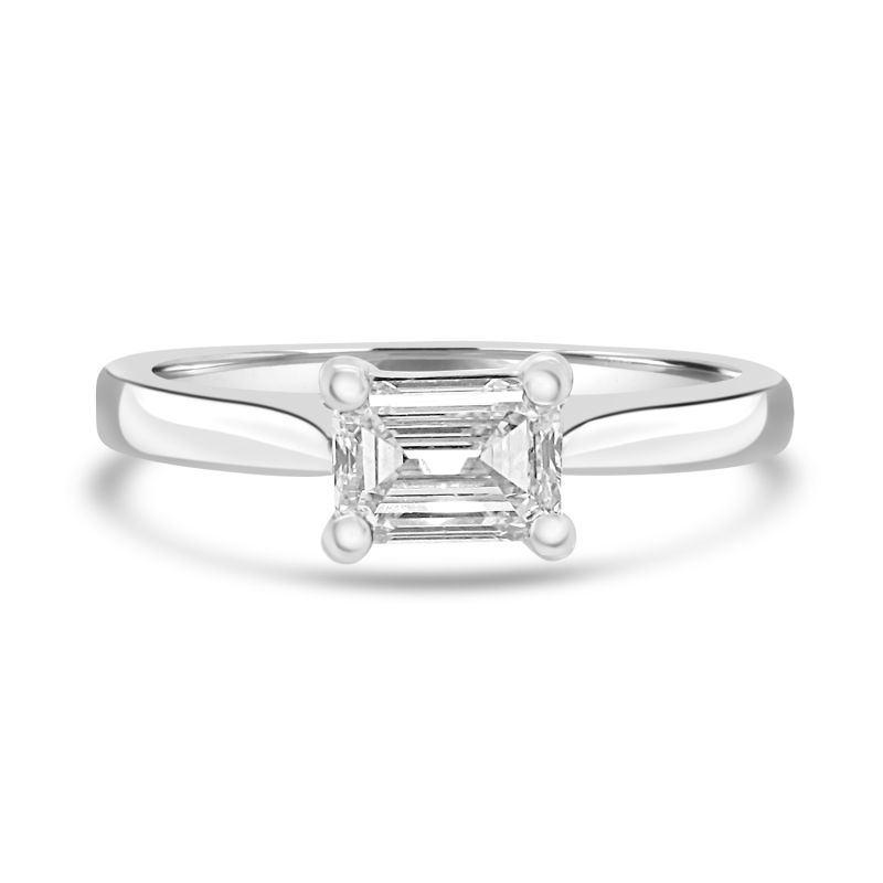 Platinum Emerald Cut Diamond Solitaire Engagement Ring 0.51ct
