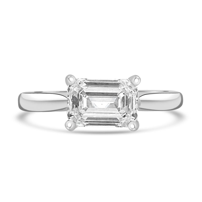 Platinum Emerald Cut Diamond Solitaire Engagement Ring 0.91ct