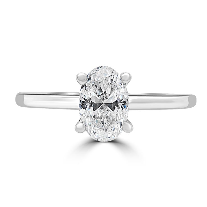 Platinum Oval Cut diamond Solitaire Engagement Ring 0.54ct