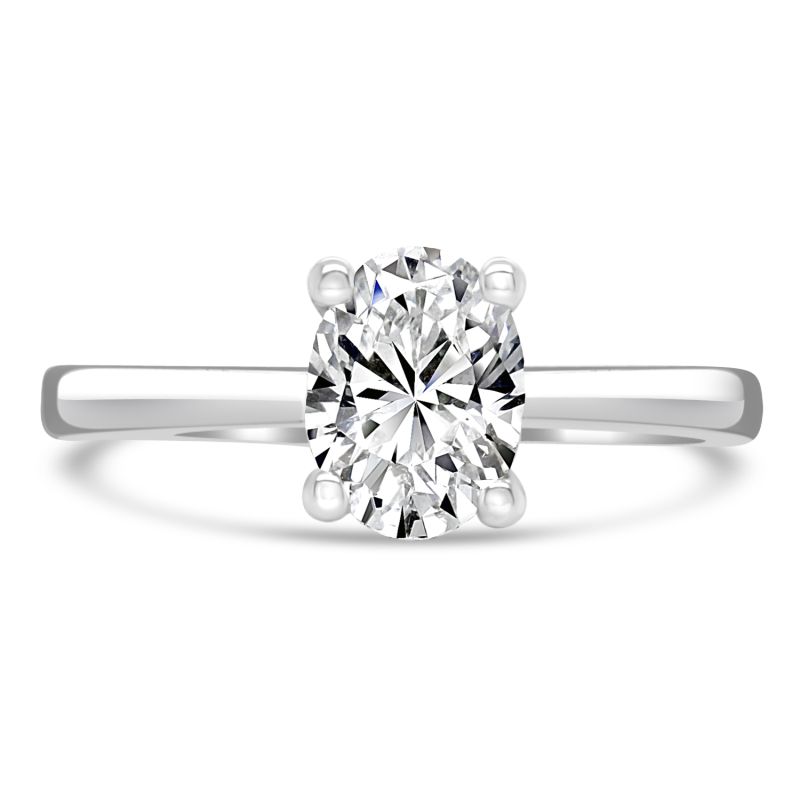 Platinum Oval Cut Diamond Solitaire Engagement Ring 1.00ct