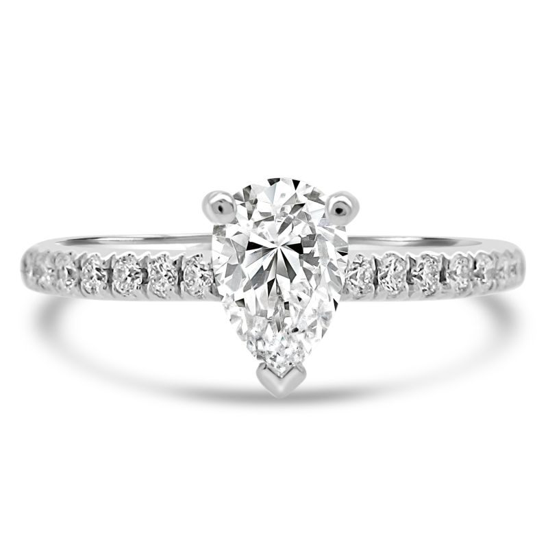 Platinum Pear Cut Diamond Engagement Ring 0.69ct