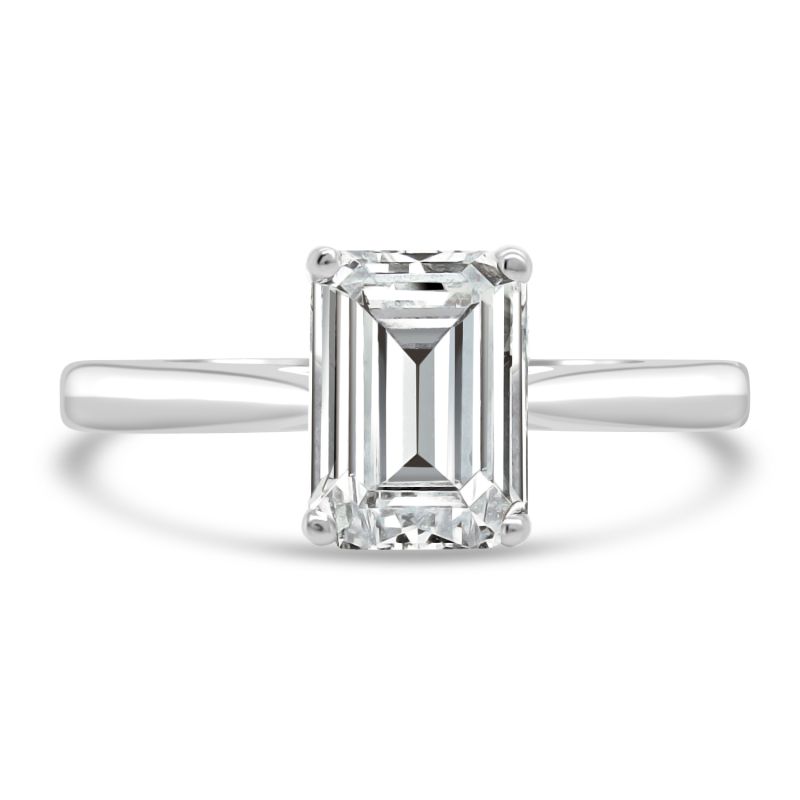Platinum Emerald Cut Diamond Solitaire Engagement Ring 1.50ct