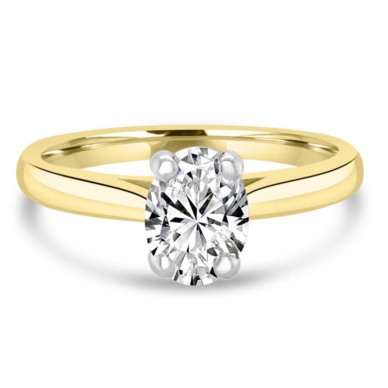 18ct Yellow Gold Oval Cut Diamond Solitaire Engagement Ring 0.74ct