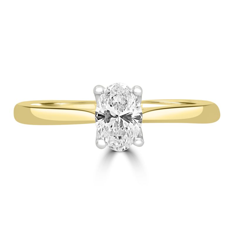 18ct Yellow Gold Oval Cut Diamond Solitaire Engagement Ring 0.30ct