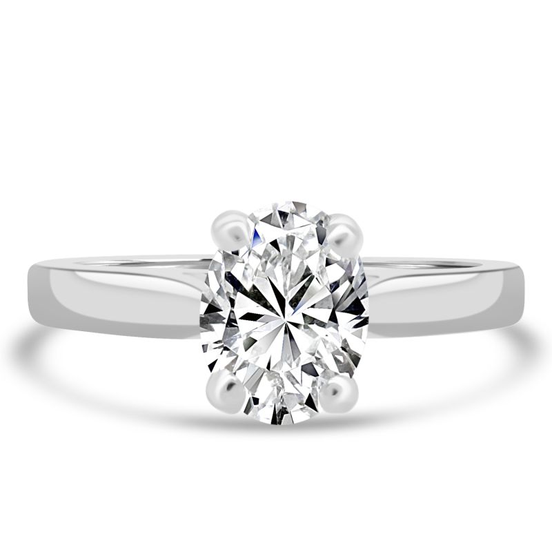 Platinum Oval Cut Diamond Solitaire Engagement Ring 0.80ct