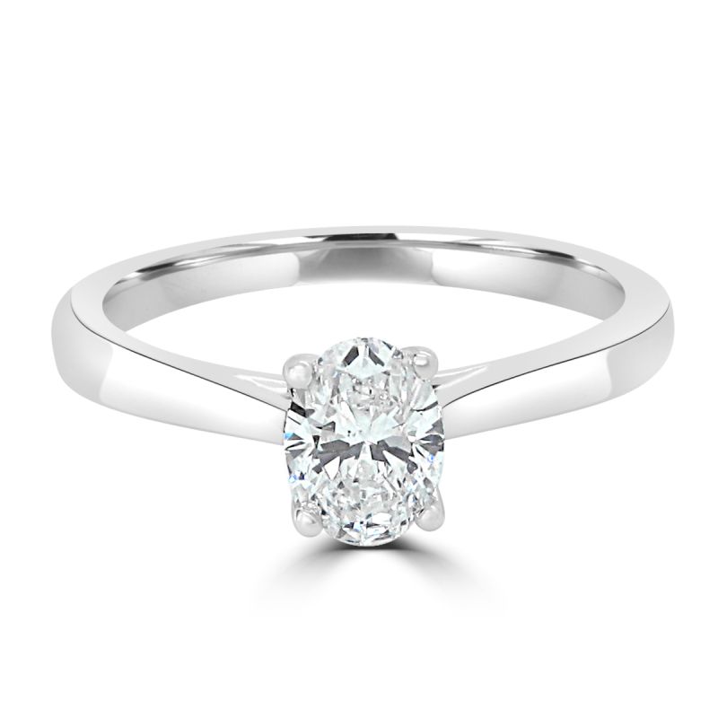 Platinum Oval Cut Solitaire Engagement Ring 0.50ct