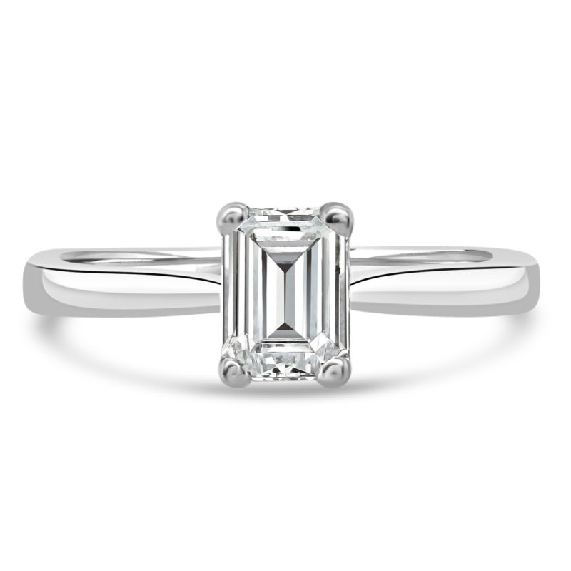 Platinum Emerald Cut Diamond Solitaire Engagement Ring 0.75ct