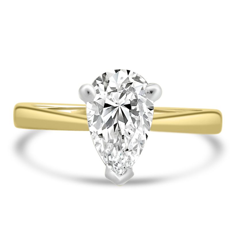 18ct Yellow Gold Pear Cut Diamond Solitaire Engagement Ring 0.90ct