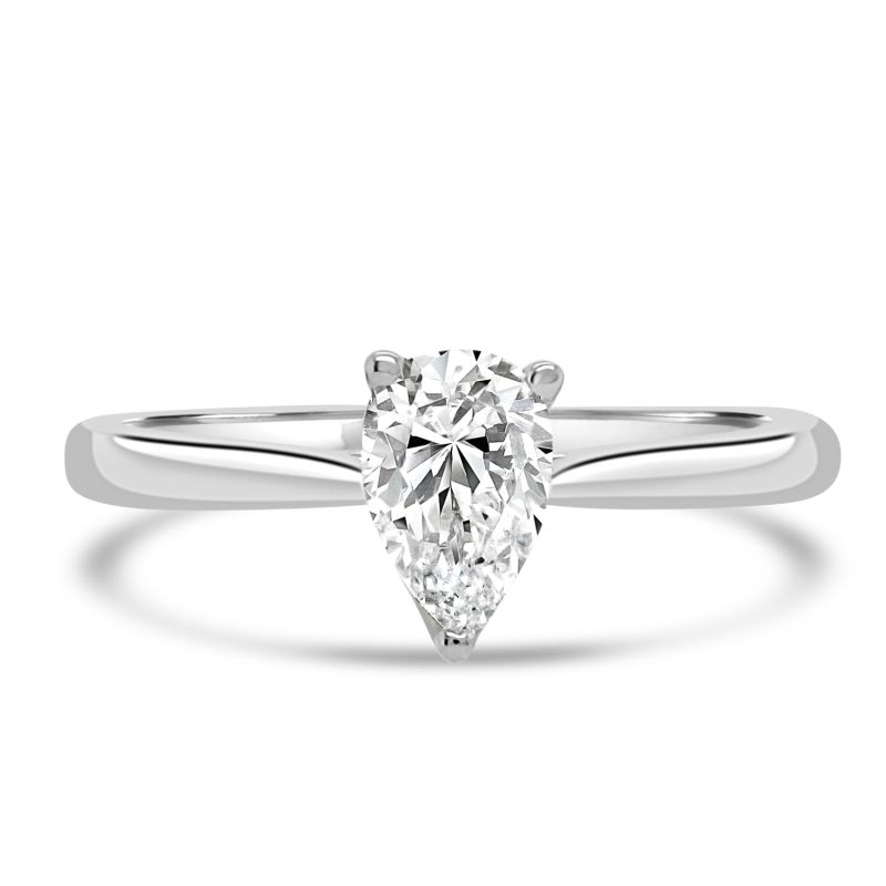 Platinum Pear Cut Diamond Solitaire Engagement Ring 0.50ct