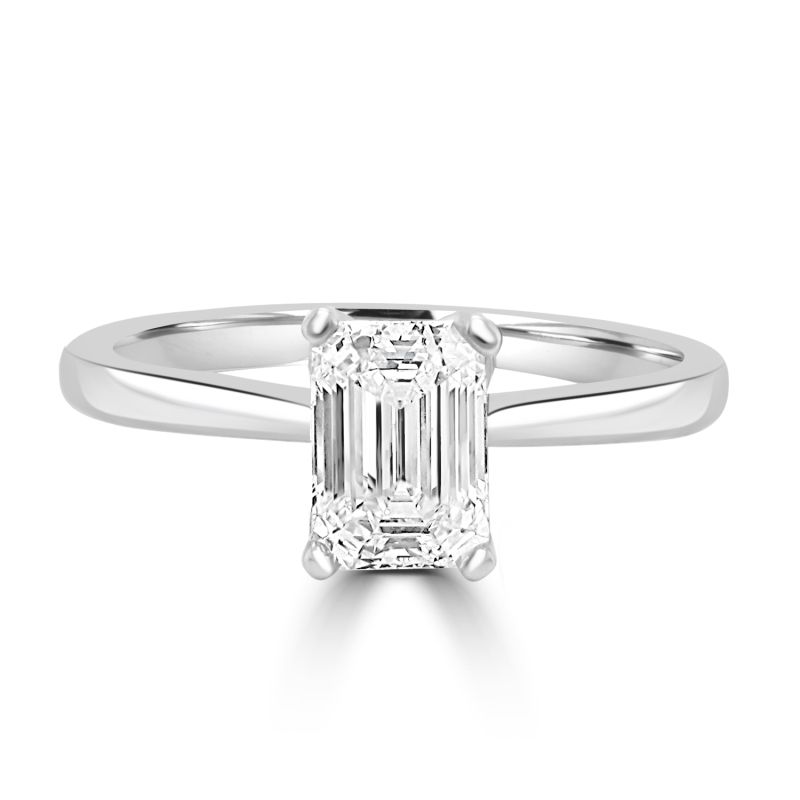 Platinum Emerald Cut Diamond Solitaire Engagement Ring 0.71ct