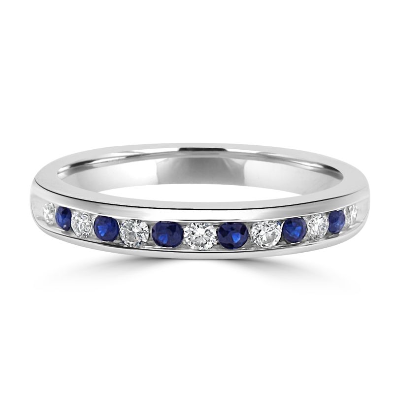 18ct White Gold Sapphire & Diamond Eternity Ring 0.14ct