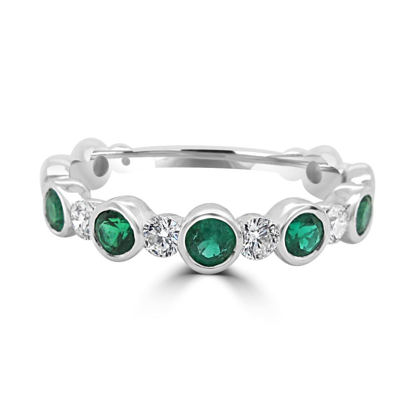 18ct White Gold Emerald & Diamond Eternity Ring 0.30ct