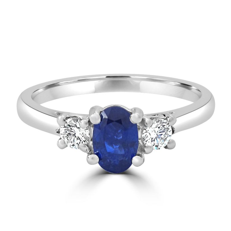Platinum Sapphire & Diamond 3 Stone Engagement Ring 0.20ct