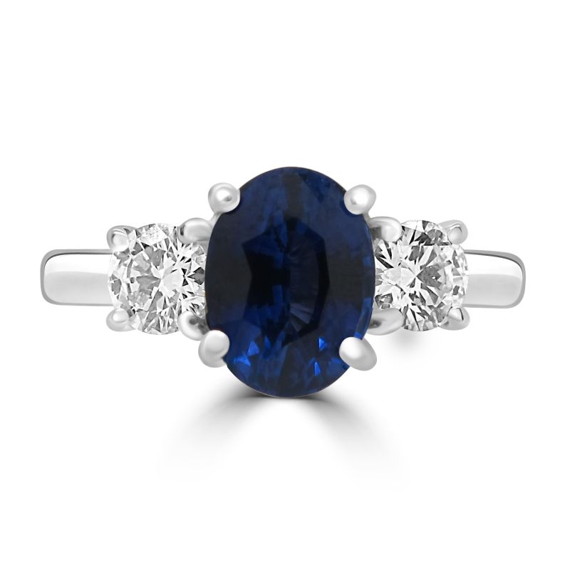 Platinum Sapphire & Diamond 3 Stone Engagement Ring 0.42ct