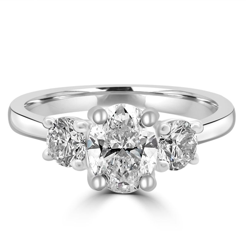 Platinum Oval & Brilliant Cut Diamond Engagement Ring 1.10ct