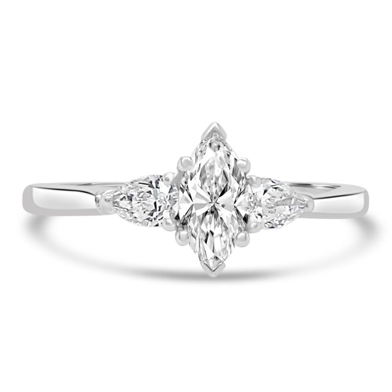 Platinum Marquise & Pear Cut Diamond Engagement Ring 0.65ct