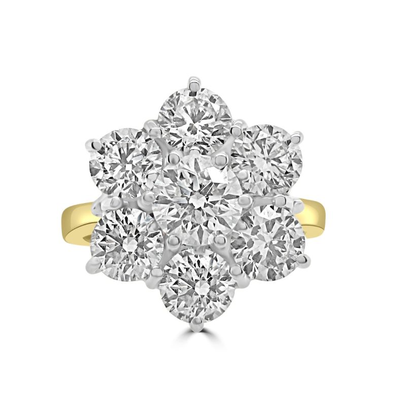 18ct Yellow Gold Brilliant Cut Diamond Cluster Engagement Ring