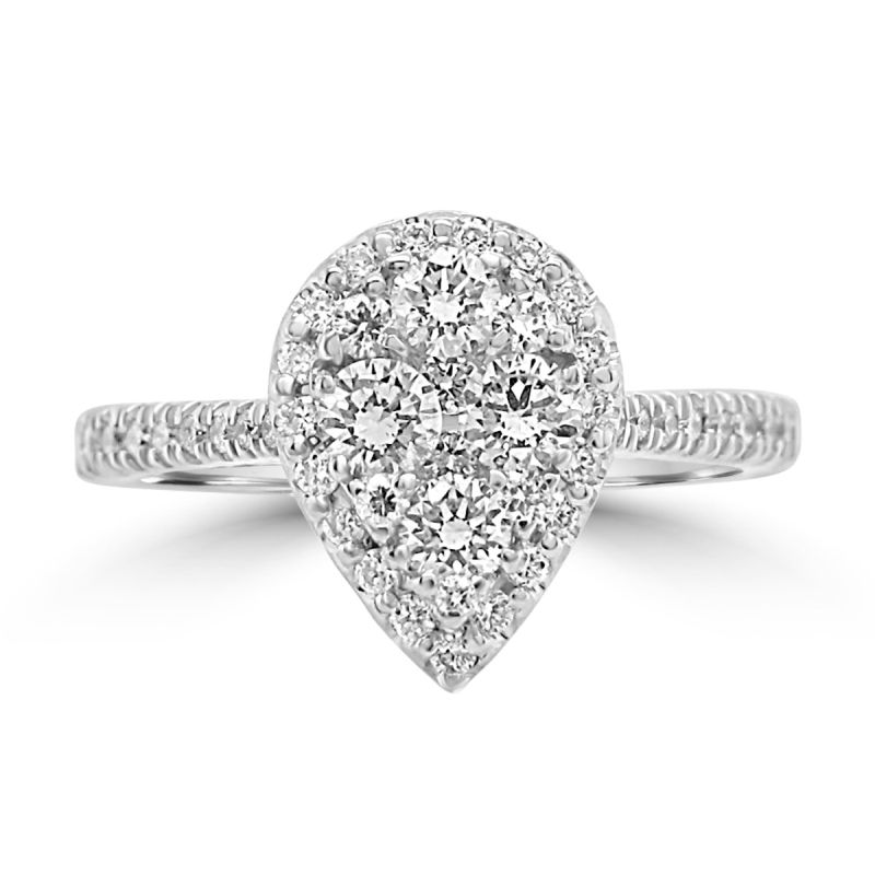 18ct White Gold Brilliant Cut Diamond Halo Engagement Ring 0.75