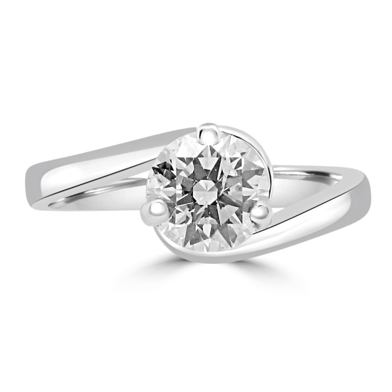 18ct White Gold Brilliant Cut Diamond Twist Engagement Ring 0.76