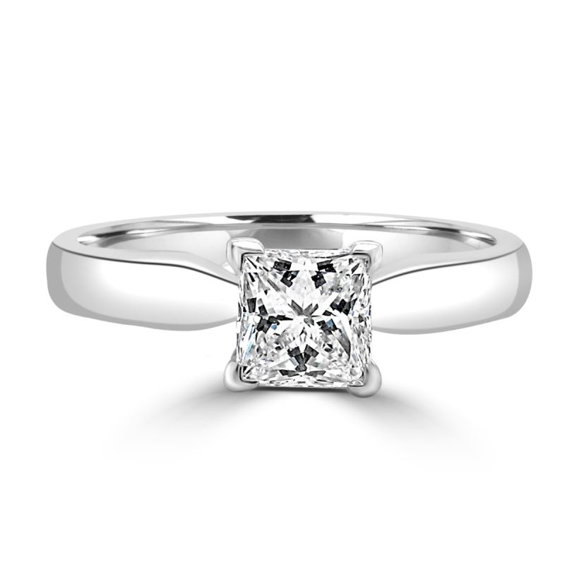 Platinum Princess Cut Diamond Solitaire Engagement Ring 0.63ct