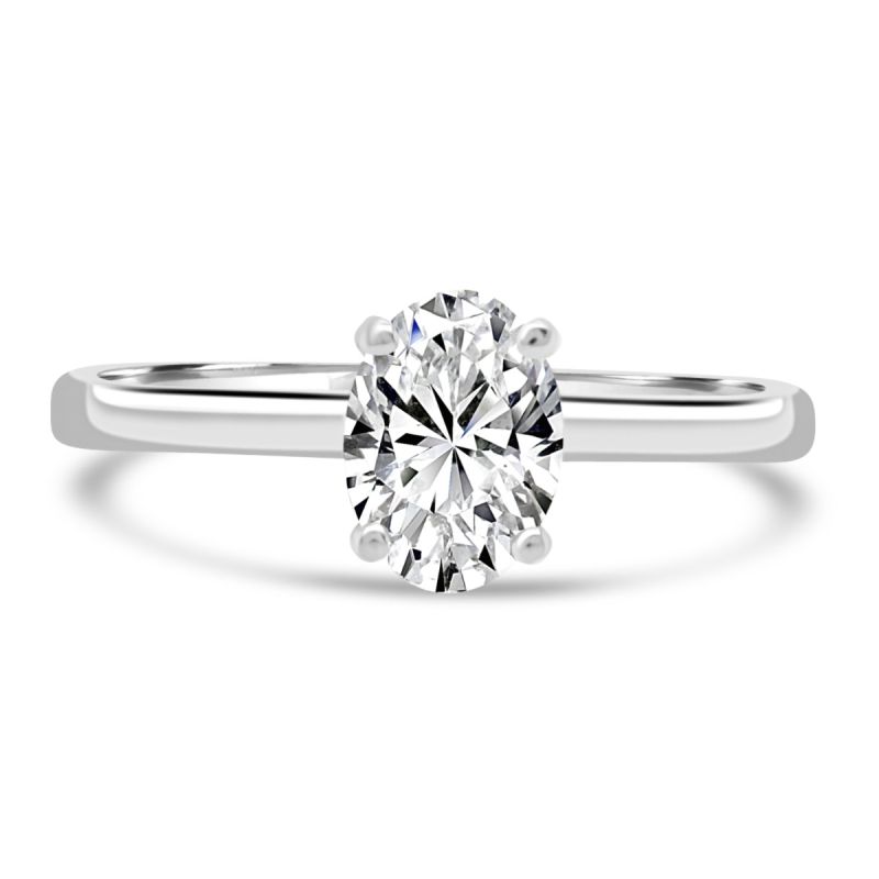 Platinum 0.70ct oval diamond solitaire engagement ring 