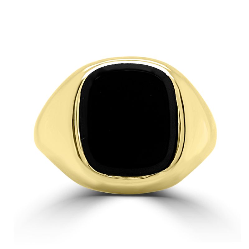 9ct Yellow Gold Cushion Shaped Onyx Signet Ring