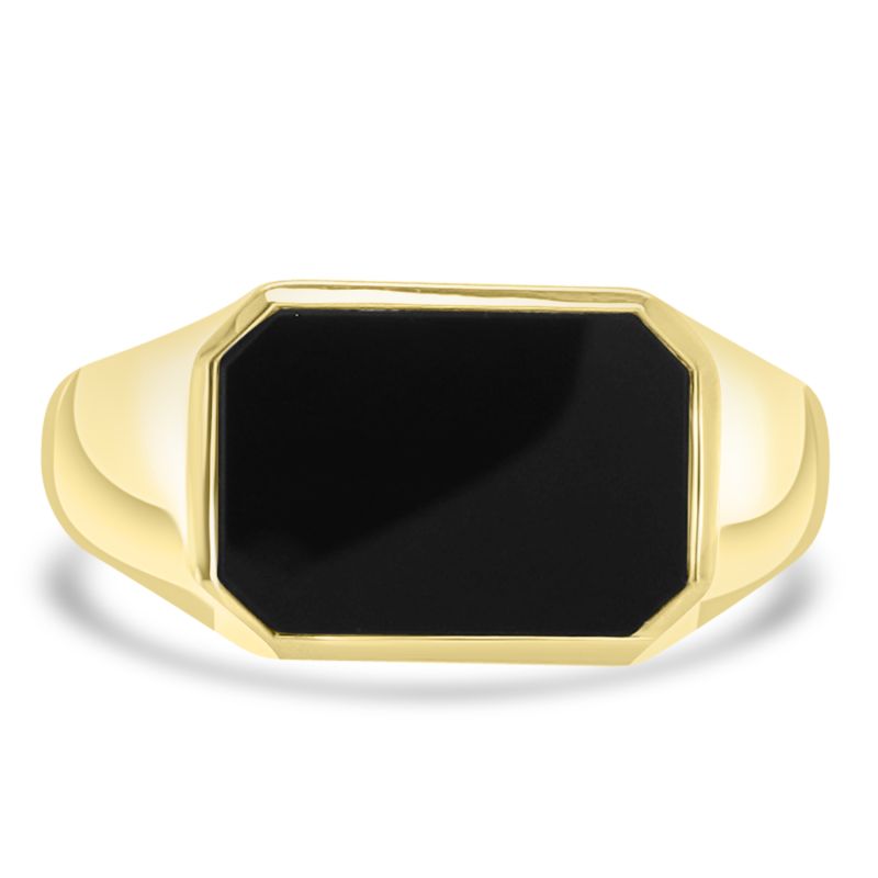 9ct Yellow Gold Mens Black Onyx Signet Ring