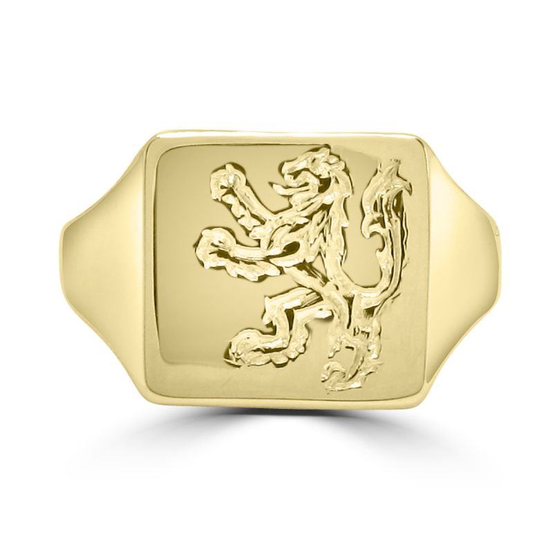 9ct Yellow Gold Lion Rampant Signet Ring