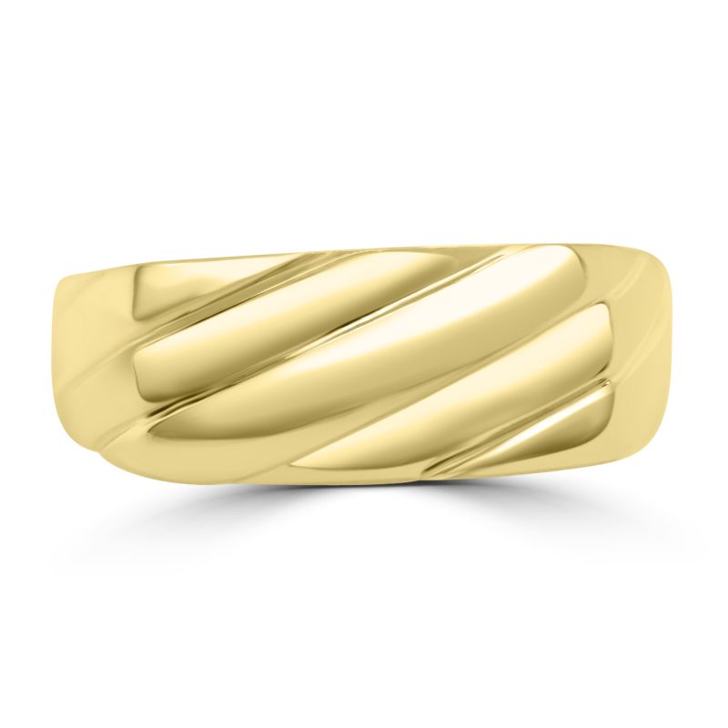 9ct Yellow Gold Oblong Ribbed Signet Ring