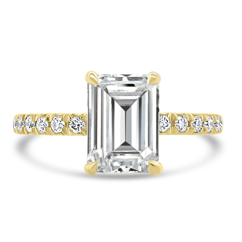 18ct Yellow Gold Emerald Cut Lab Grown Diamond Engagement Ring