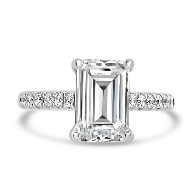 Platinum Emerald Cut Lab Grown Diamond Engagement Ring 2.72ct