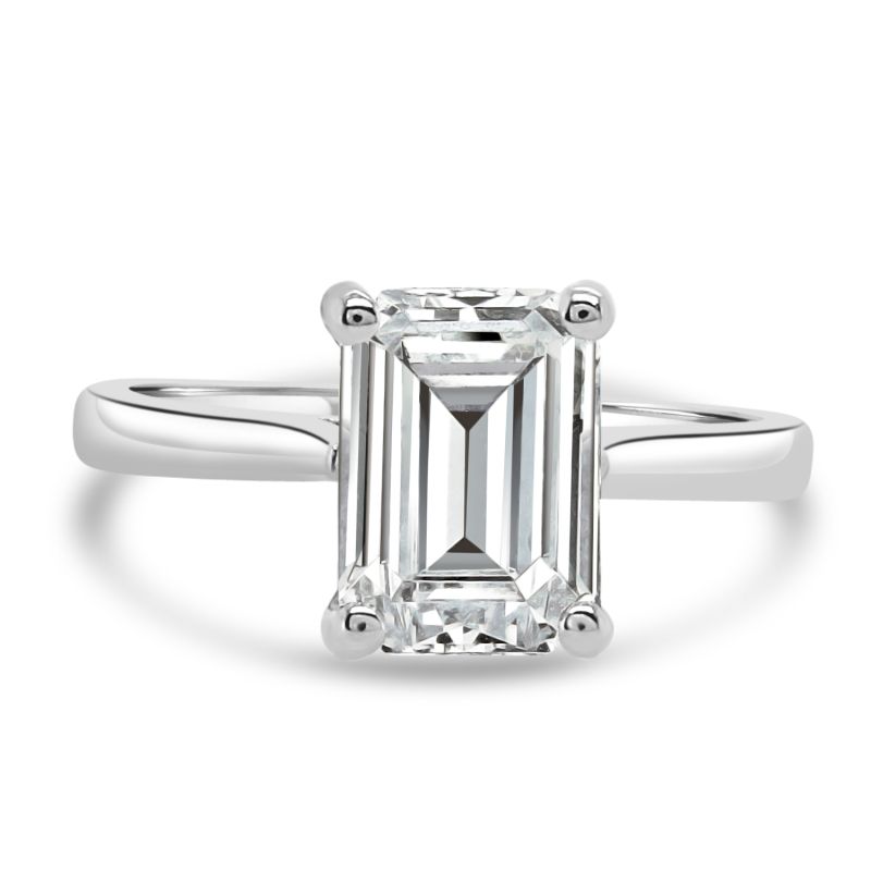 Platinum Emerald Cut Lab Grown Diamond Engagement Ring 2.02ct