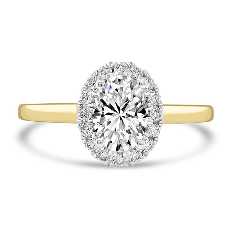 18ct Yellow Gold Oval Cut Lab Grown Diamond Engagement Ring 0.87ct