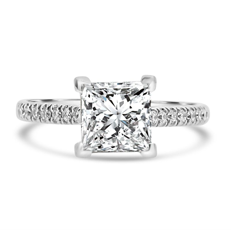 Platinum Princess Cut Lab Grown Diamond Engagement Ring 1.76ct