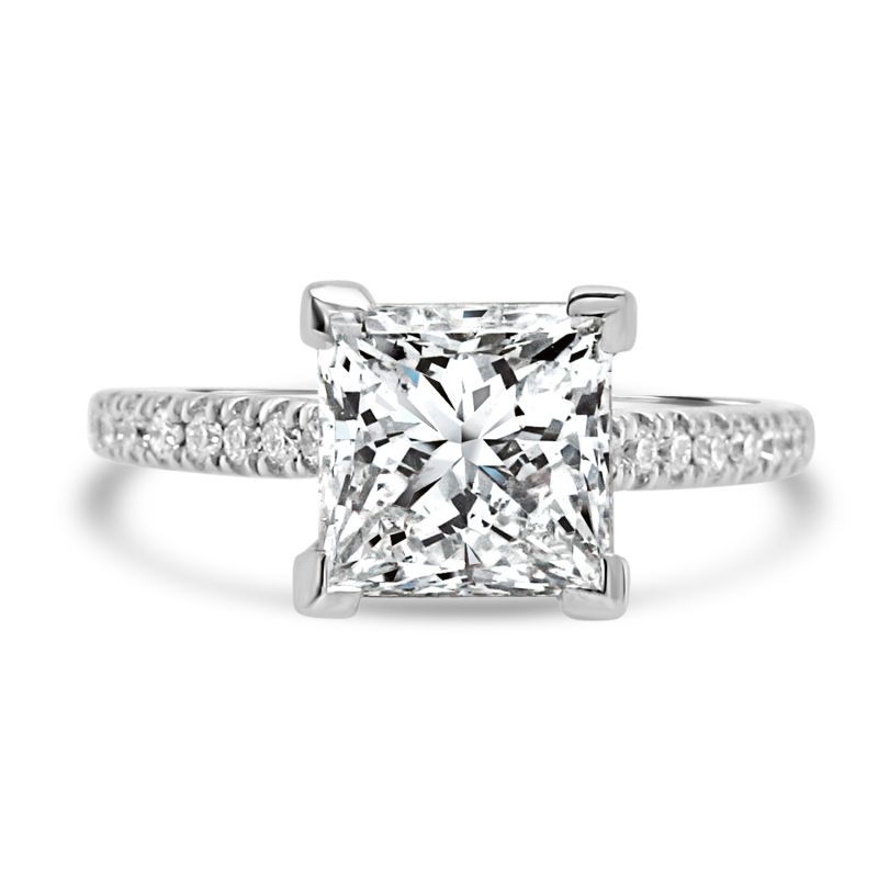 Platinum Princess Cut Lab Grown Diamond Engagement Ring 2.19ct