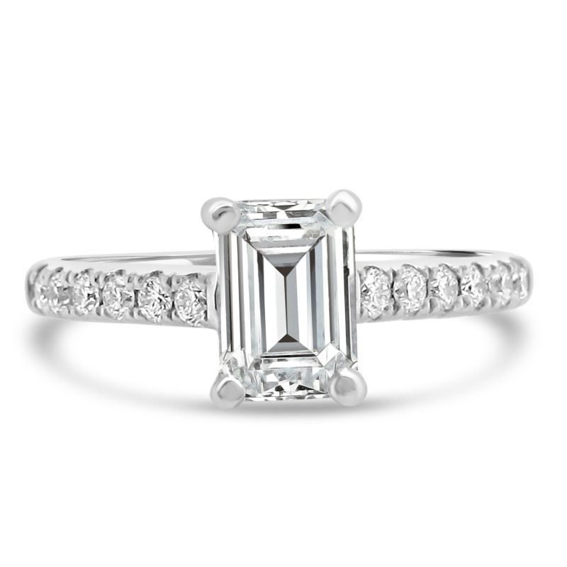 Platinum Emerald Cut Lab Grown Diamond Engagement Ring 1.22ct