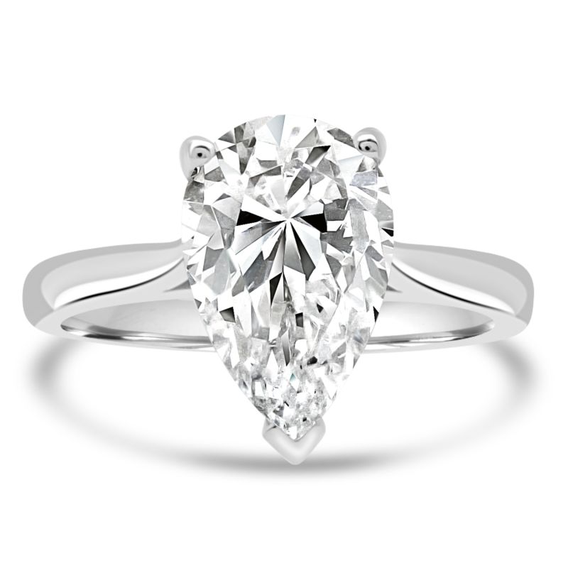 Platinum Pear Cut Lab Grown Diamond Engagement Ring 2.01ct