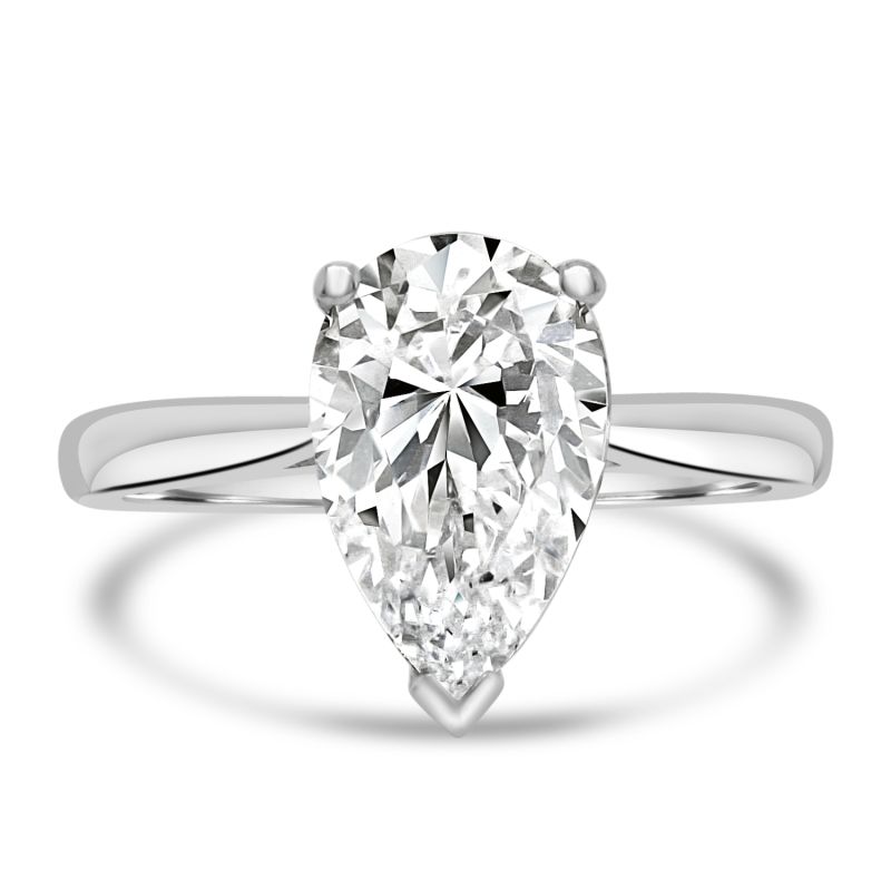 Platinum Pear Cut Lab Grown Diamond Engagement Ring 1.51ct