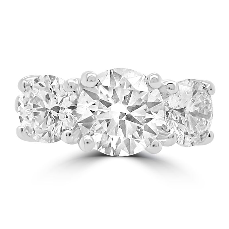Platinum Lab Diamond 4.10ct Brilliant Cut Three Stone Ring