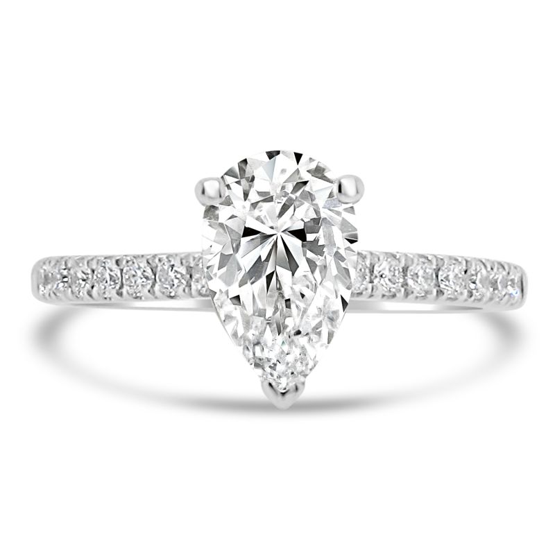 Platinum Pear Cut Lab Grown Diamond Engagement Ring 1.22ct