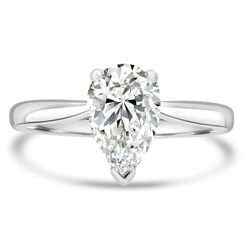 Platinum Pear Cut Lab Grown Diamond Engagement Ring 1.01ct
