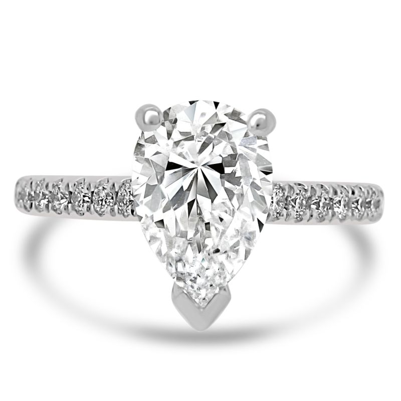 Platinum Pear Cut Lab Grown Diamond Engagement Ring 1.74ct