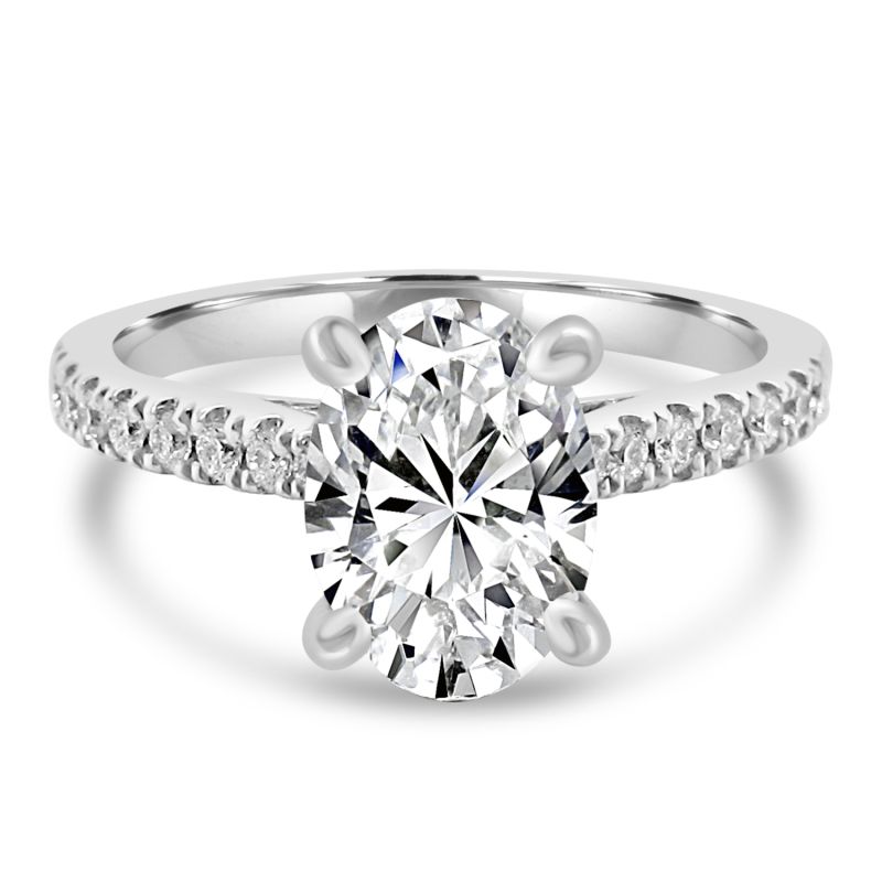 Platinum Oval Cut Lab Grown Diamond Engagement Ring 1.68ct
