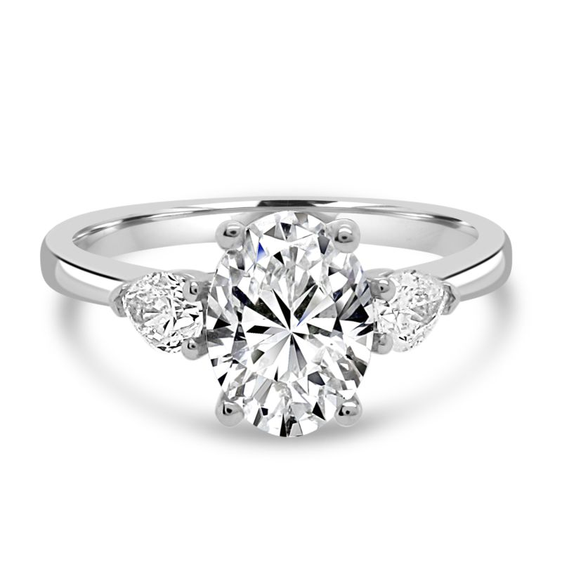 Platinum Oval & Pear Cut Lab Grown Diamond Engagement Ring 1.69ct