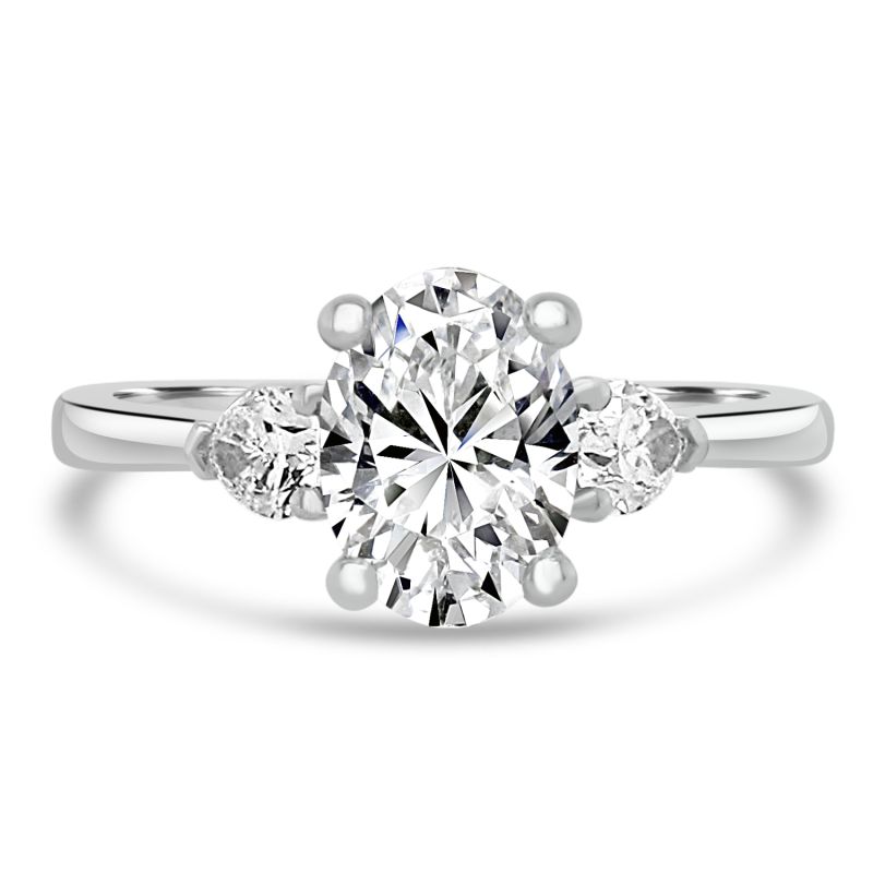 Platinum Oval & Pear Cut Lab Grown Diamond Engagement Ring 1.36ct