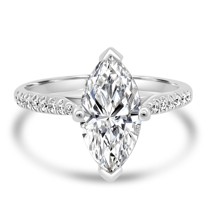 Platinum Marquise Cut Lab Grown Diamond Engagement Ring 2.19ct front view