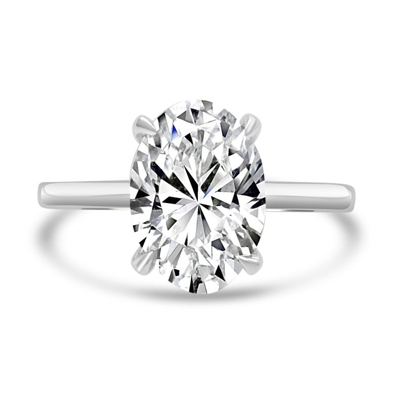 Platinum Oval Cut Lab grown Diamond Engagement Ring 2.11ct