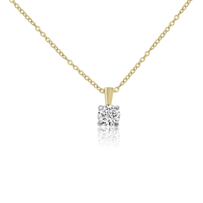 18ct Yellow Gold 0.51ct Lab Grown diamond pendant & 9ct chain